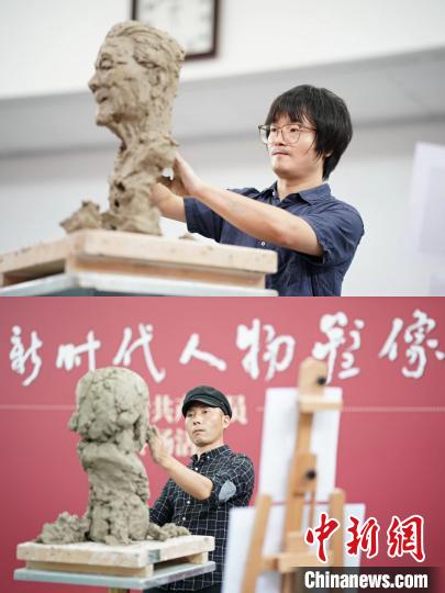 中国美术馆为蓝天野、乔羽塑像